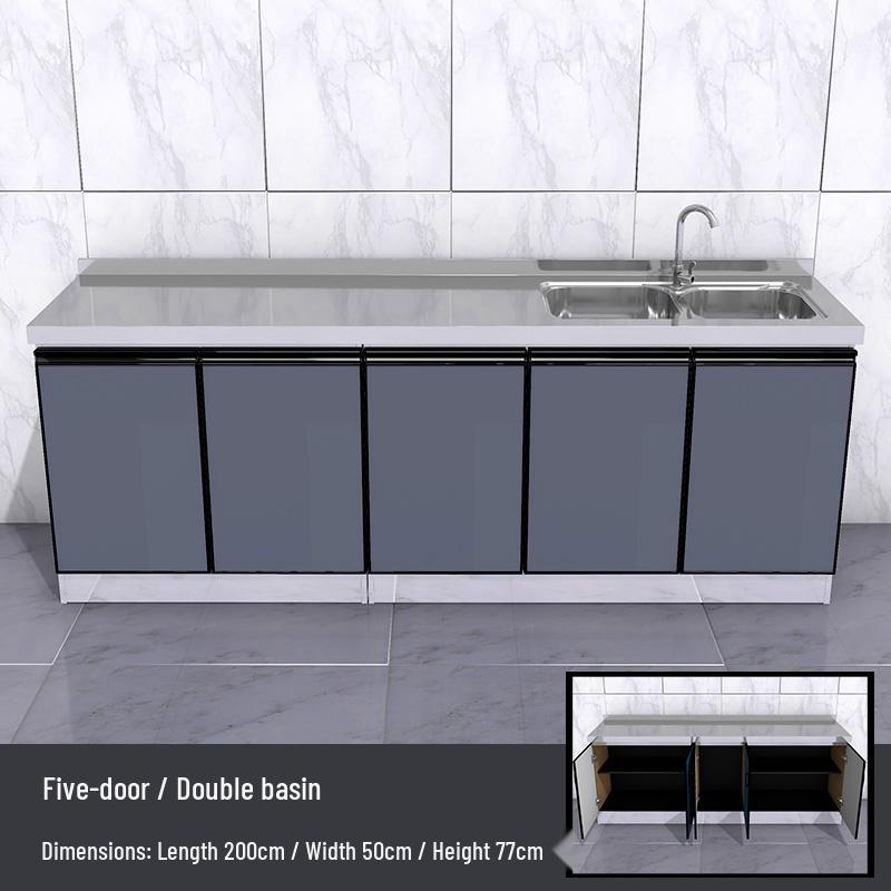 2-Meter Stainless Steel Waterproof Kitchen Cabinet with Sink for Household or Rental Use