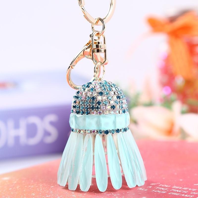 Creative Diamond Badminton Keychain Fashion Girls Bags Car Accessories Car Accessories Sticker Jewel