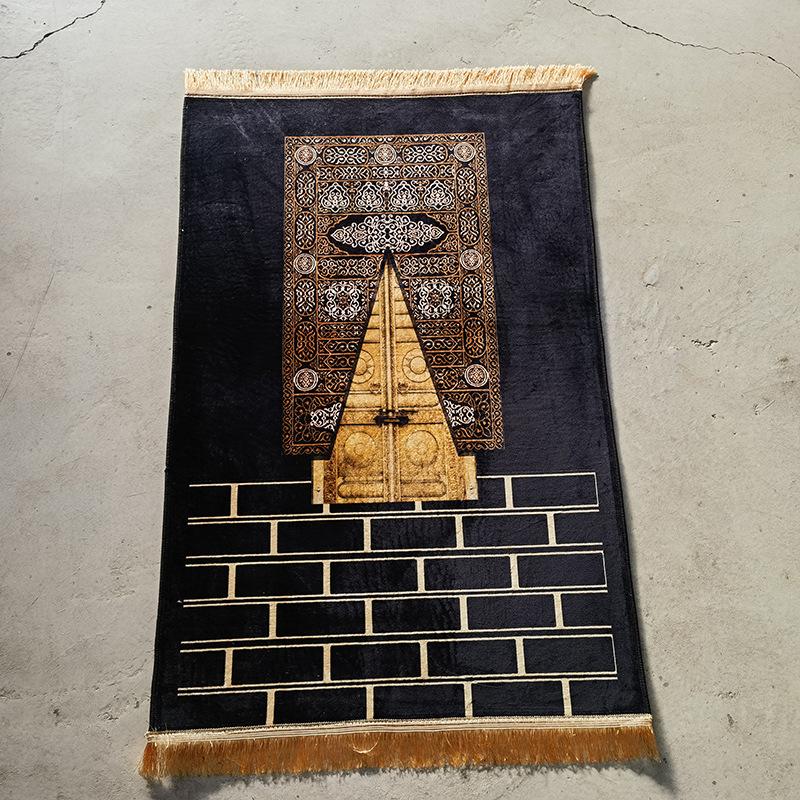 Creative Geometric Pattern Carpet Living Room Thickened Prayer Velvet Floor Mat Square Prayer Print Thick Mat 65x110Cm