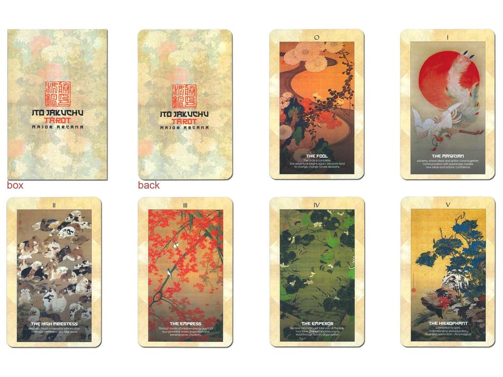 Nichiyu Tarot Waite Fortune Telling Jakuchu Tarot Major Arcana Cards Includes Japanese Commentary and powerful tarot featuring flower and bird Cards,