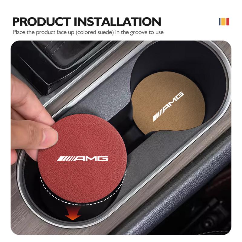 2Pcs Car Cup Holder Anti Slip Insert Coasters Pads Decoration For Mercedes Benz AMG C180 C300 W124 W176 W177 C200 C260 GLC CLE PI1