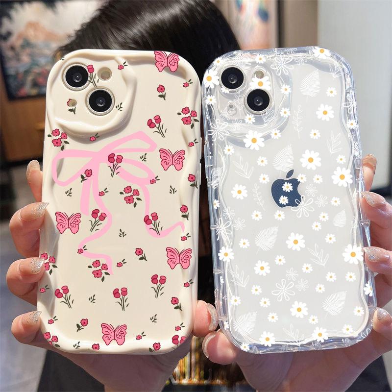 Phone Case For Google Pixel 10 7 8 9 Pro XL 8A Fashion Flower Silicone Wavy Edge Camera Protective Ultra-thin Anti-falling Cover