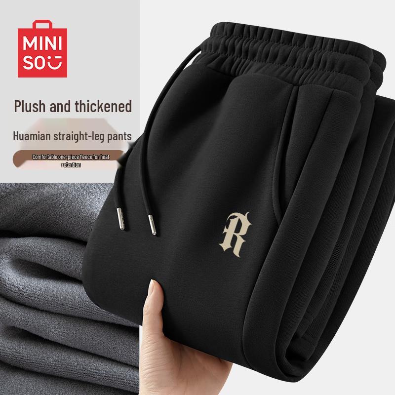 MINISO Men's Winter Fleece-Lined Straight-Leg Casual Pants