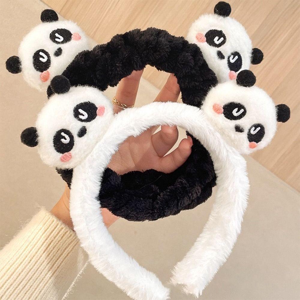 Cartoon Plüsch Stirnband Felliges Make-up Kopfschmuck Niedlicher Panda Haarreif Mädchen