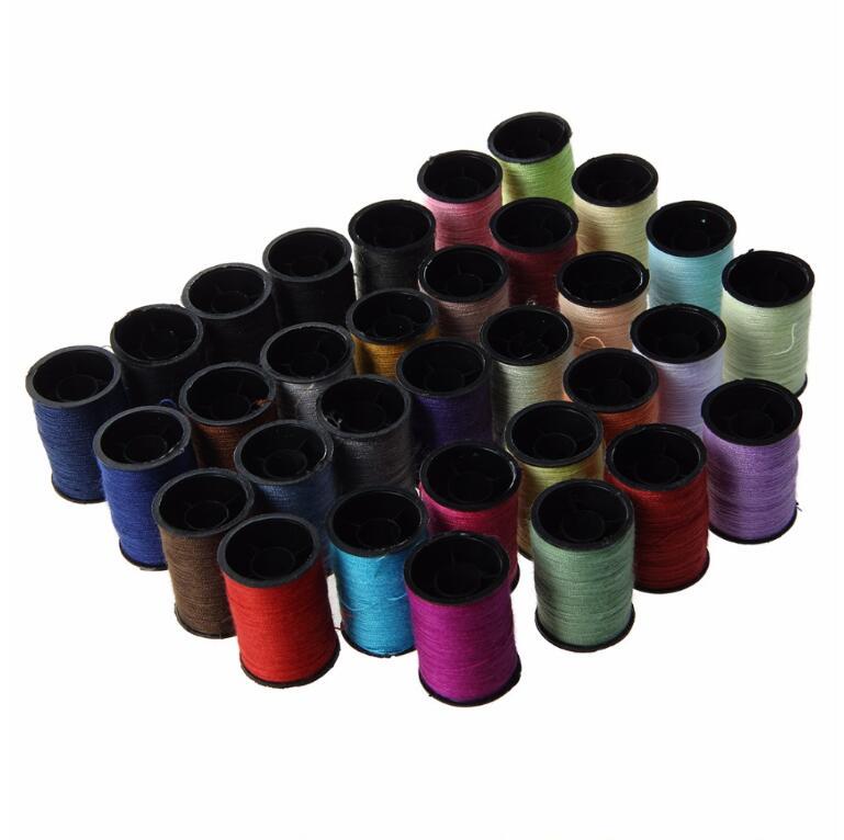 64 Pcs Sewing Thread Spools Travel Sewing Kit Measure Scissor Thimble Thread Needle Storage Box