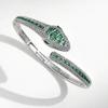Animal Diamond-set Green Snake Open Bracelet, Simple Personality, Micro Zircon Hand Jewelry, Green Ghost