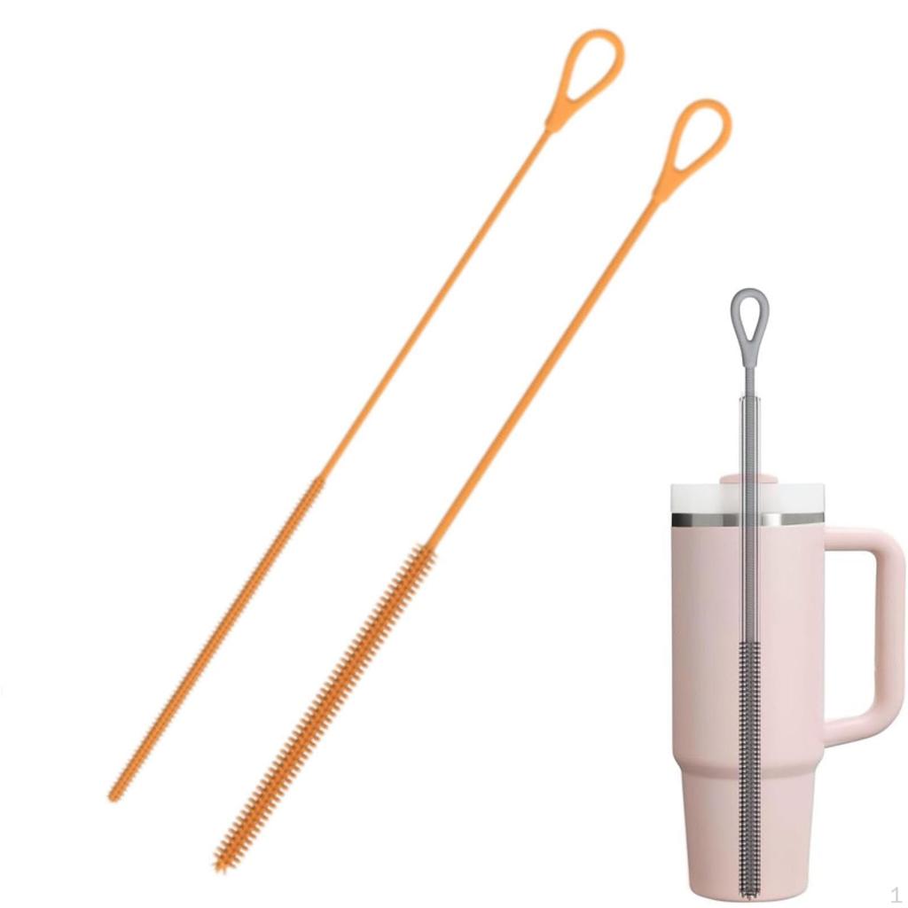 2 Pieces Silicone Straw Brushes Long Lightweight Portable Reusable Bottle for