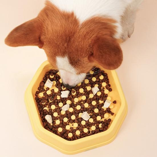 Pet Slow Feeder Bowl Adjustable Slow Feeder Non-slip Octagonal Pet Dish