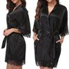 European & American Plus-Size Sexy Ice Silk Nightgown & Robe Set for Women