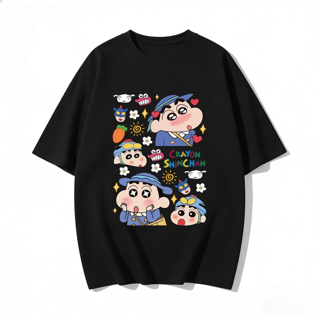 Crayon Shinchan Cute Cartoon T Shirt Unisex Women Kids Family Matching Tee Summer Casual Short Sleeve Cotton Top Fashion Streetwear