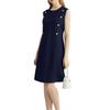 Women's Fashion Casual Double Breasted Round Neck Sleeveless Invisibility Zipper Dress
