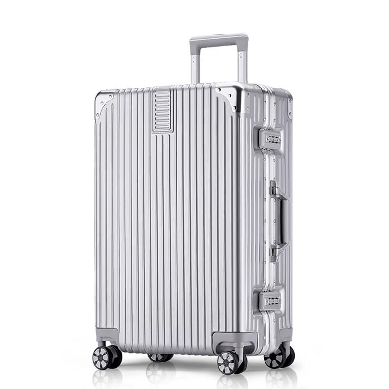 EXPUNK Classic Striped Aluminum Frame Business Travel Suitcase