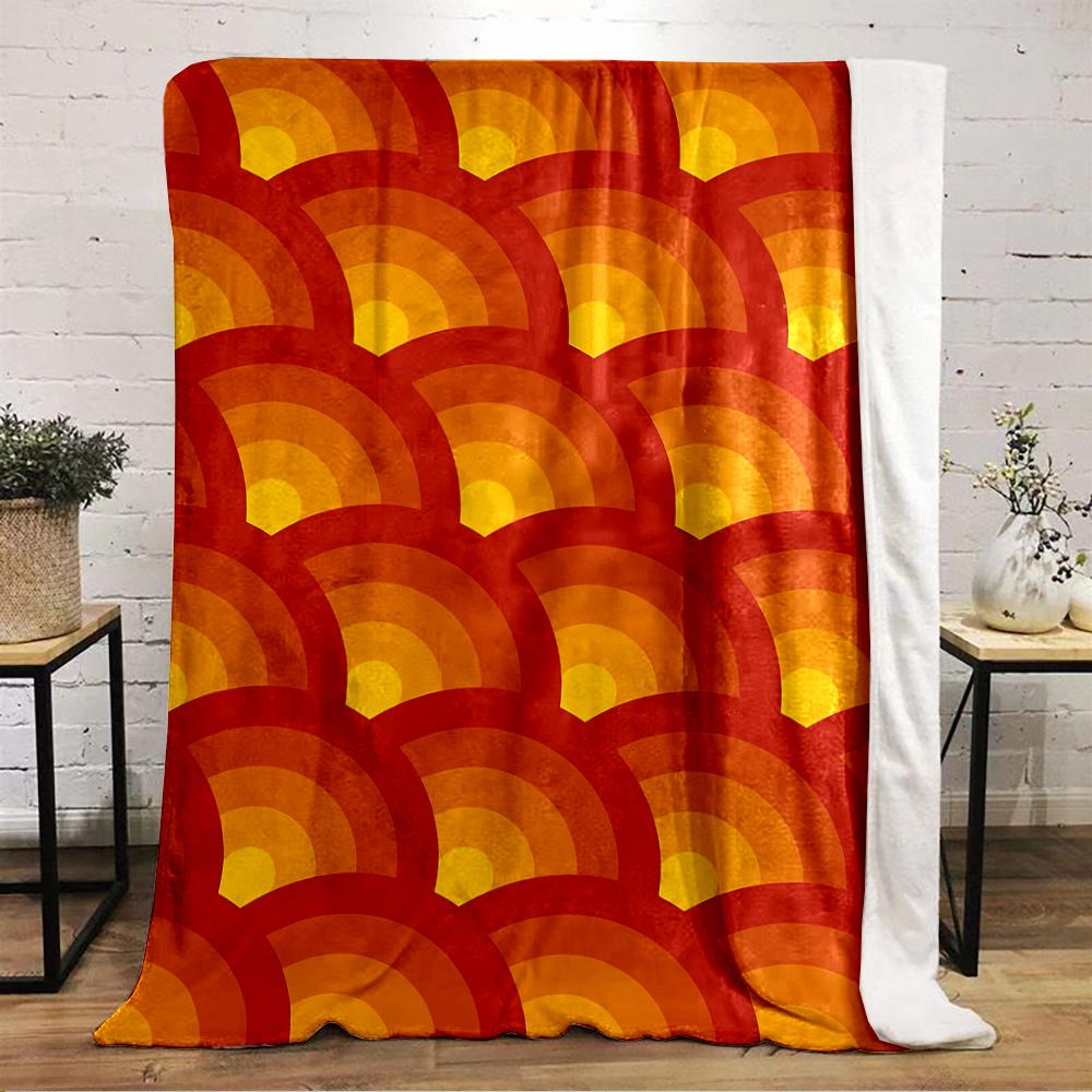 Retro Warm-Toned Geometric Pattern Blanket Flannel Blanket for Bedroom, Living Room, Sofa, and Nap Sofas.