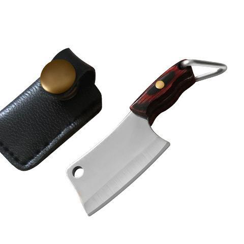 Mini Kitchen Knife 420 Stainless Steel Wooden Handle Pocket Finger Knife Collection God Of Wealth To Gift Pendant Holster Knife