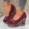 Platform Wedge Shoes Spring Autumn New Women Leopard Print Height Increase Fashion Single Shoes Comfortable Non Slip High Heels