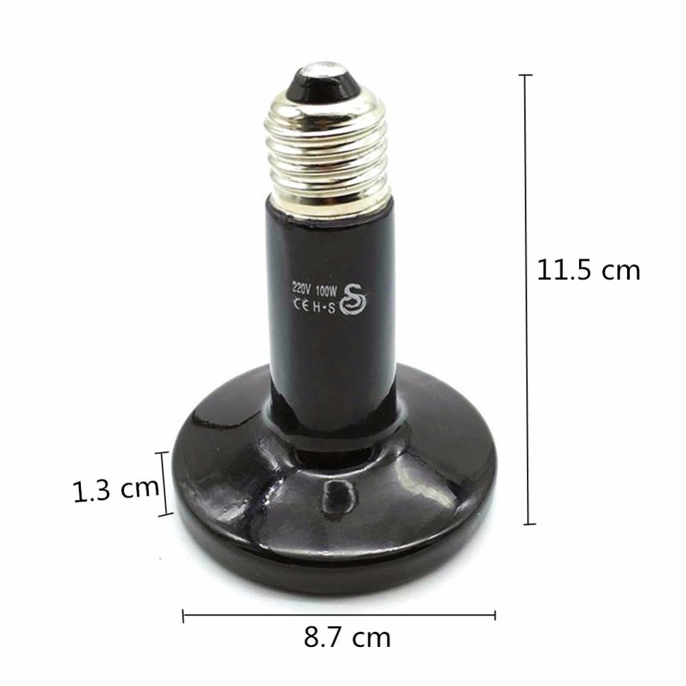 Ceramic Emitter Heat Lamp Bulb Pet Heating Light Bulb Infrared Black for Ceramic Heate Reptile Animals Heater Brooder Chocadeira