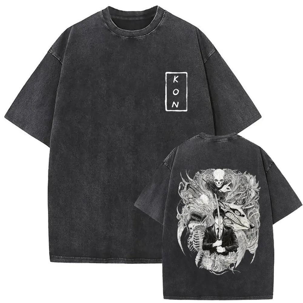 

Chainsaw Man Makima & Denji/Aki Vintage Washed Anime T-Shirt, Unisex Manga Fan Streetwear Tee, 100% Cotton Casual Short Sleeve Top XXL