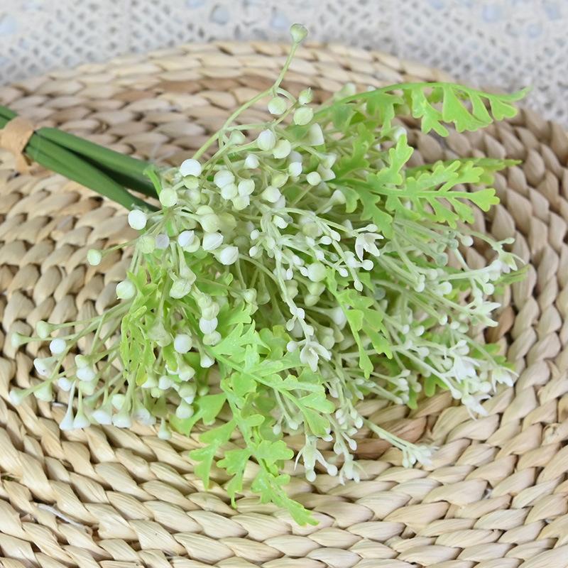 

5 Forks, Simulated Fern Leaf Handlebar Bundle Plastic Gypsy Decoration, Wedding Arrangement Bouquet Handle Bundle Of Green Plants