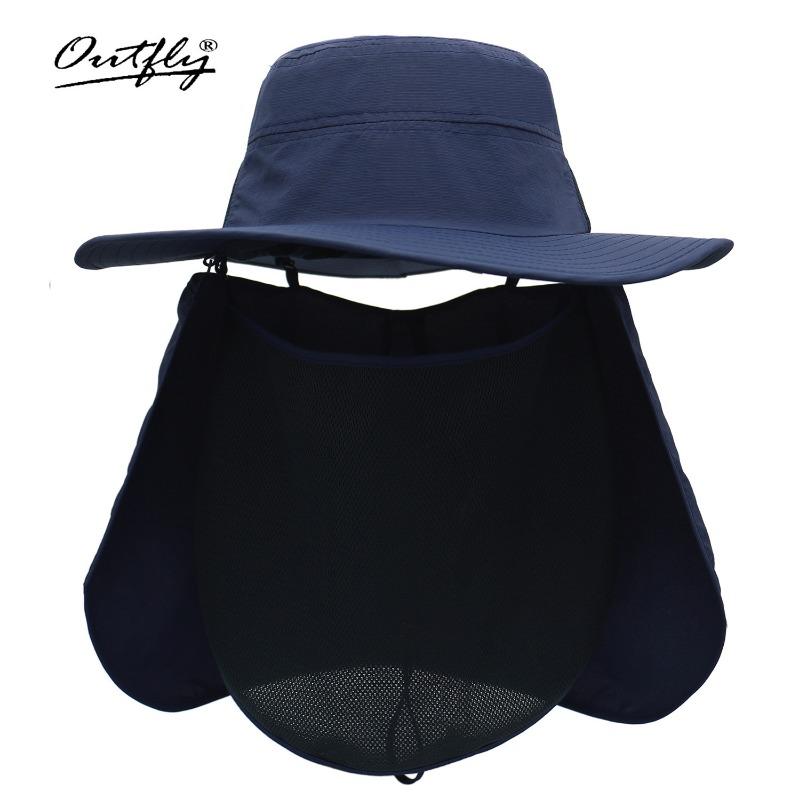 Spring and summer new sunscreen fishing hat big head circumference UV protection breathable sun hat outdoor leisure hiking bucket hat
