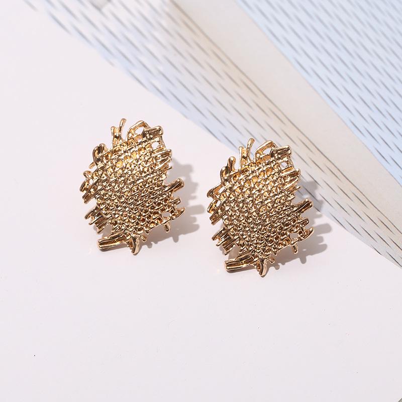 Designer Style Retro Geometric Metal Texture Earrings for Women
