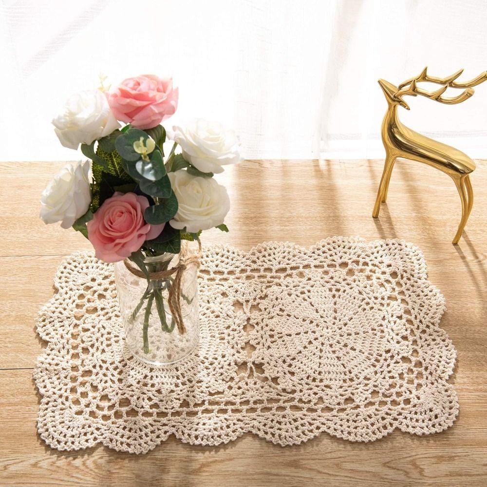 Crochet Cotton Handmade Doilies 30X45CM Crochet Placemats New Lace Placemats