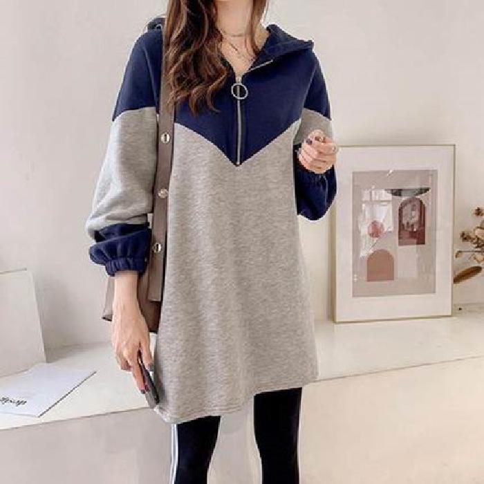 

2019 Early Autumn Plus Size Women s Loose Mid-Length Thin Hooded Coat L