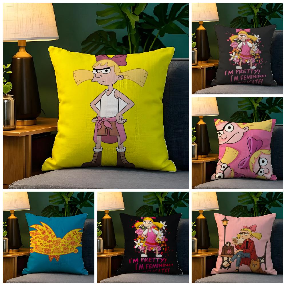 Federa per Cuscino Cartone Animato Anime H-Hey Arnolds 2 Lino Naturale Tessuto Biologico Stampa Double-Sided Divano Decorazione Casa Regalo Federa per Cuscino