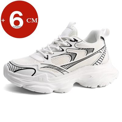 Buty taty z siateczki na grubej podeszwie z podwyższającą wkładką 6 cm dla mężczyzn, wygodne, oddychające, modne, sportowe buty codzienne