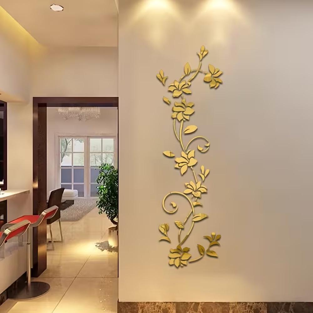 Acrylic Rose Mirror Wall Sticker for Living Room and Bedroom