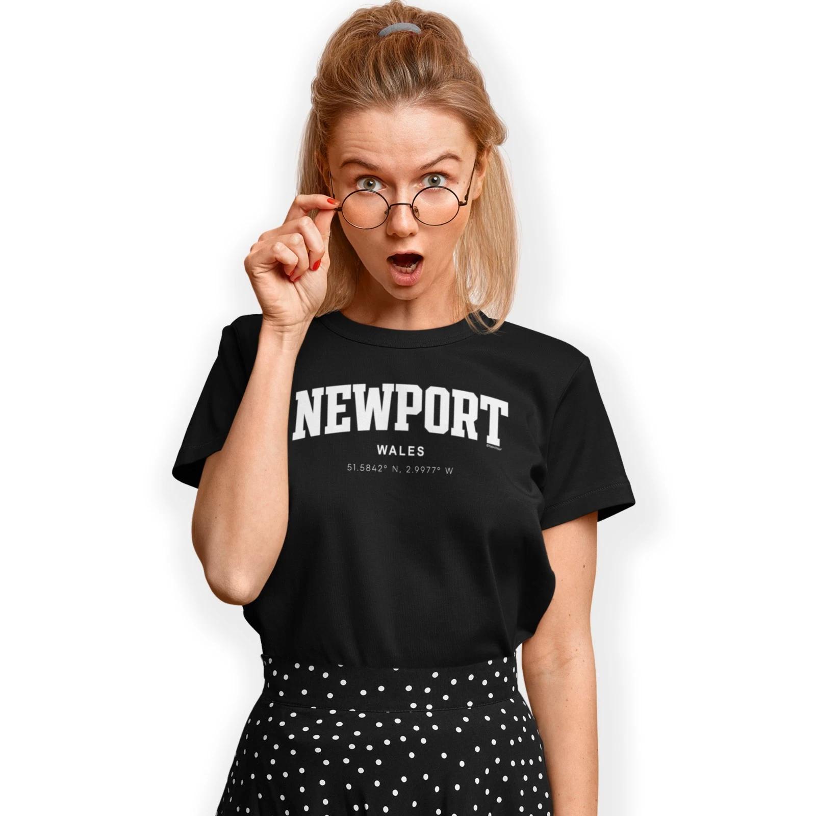 Newport Varsity Style Print With Coordinates Hand Printed T-Shirt 3XL