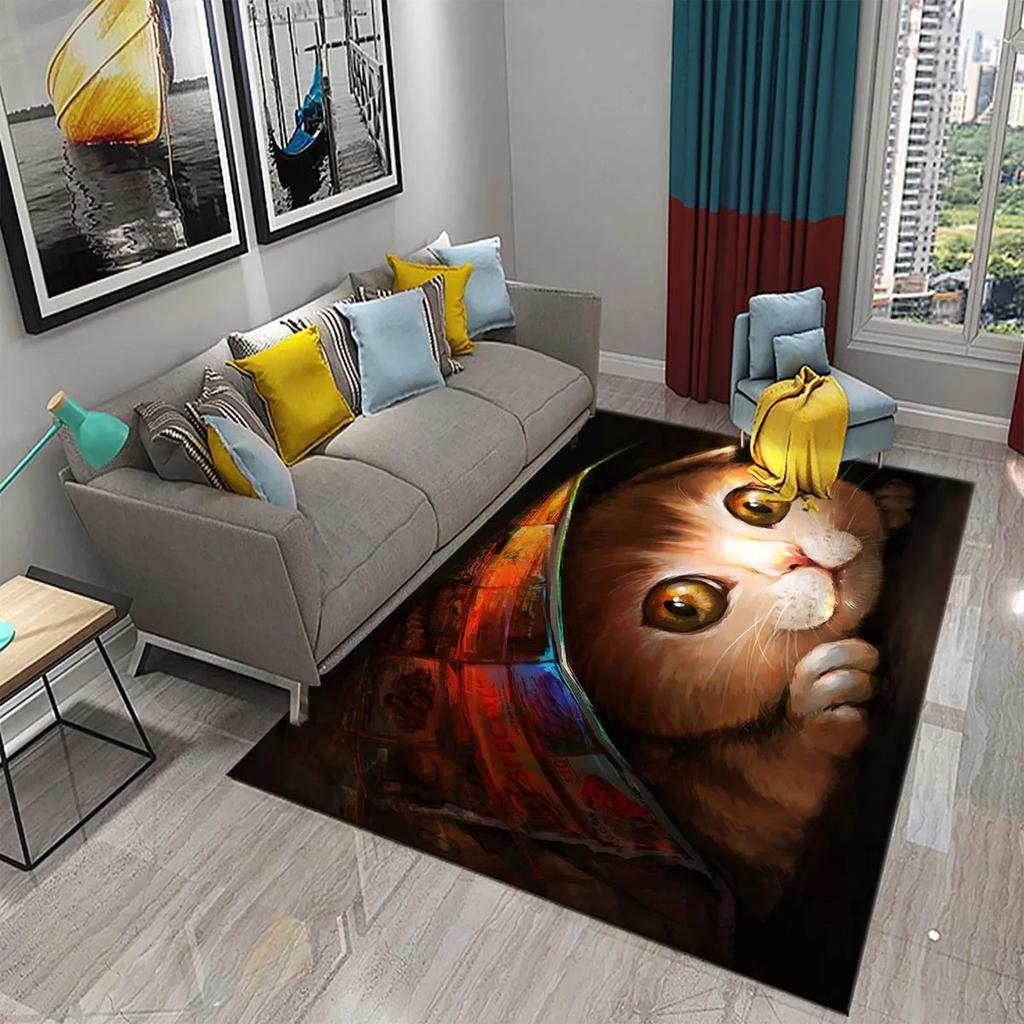 Cartoon Animal Cute Cat Pattern Carpet King Size Home Decor Bedroom Living Room Bathroom Household Floor Mat Non-slip Carpets