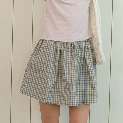 Deondeulob Dd_Check A-Line Mini Skirt_Blue
