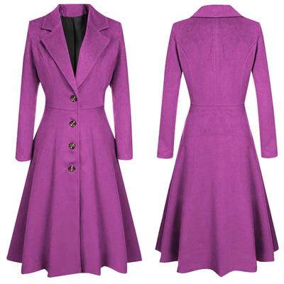 Damen Winter-Reversknopf, langer Trenchcoat, Jacke, Damenmantel, Oberbekleidung