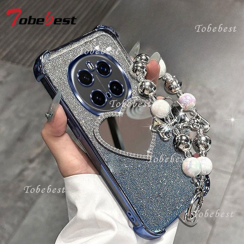 Glitter Plating Love Mirror Bracelet Case for Huawei Honor Magic 7 Lite 6 5 4 3 Pro Shockproof Silicone Cover