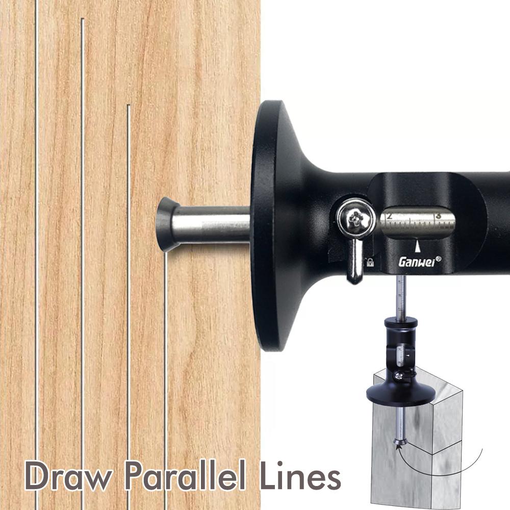 Wheel Marking Gauge High Precision Woodworking Marking Scriber Kit Wood Marking Tool with Laser Scale Solid Metal Bar Carpenter