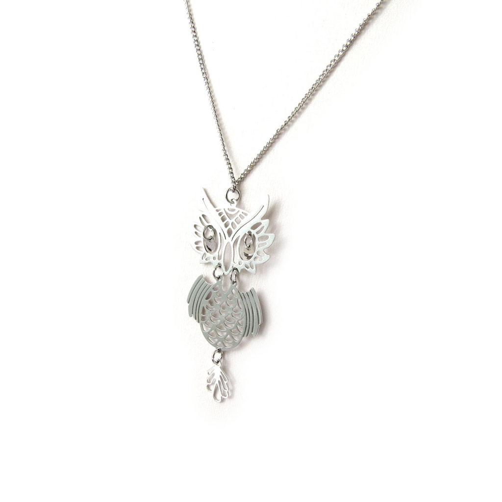 Les Trésors De Lily [N8181] - Silver 'Owls' Designer Necklace