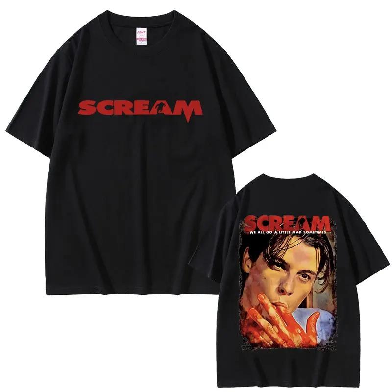90s Vintage Horror Movie Scream T-shirt Billy Loomis We All Go A Little Mad Billy T Shirt Men Women Fashion Retro Oversized Tops
