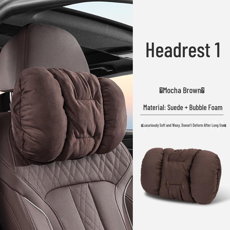 Luxury Suede Winter Car Cushion Set: Plush Headrest & Lumbar Support for Comfort and Warmth