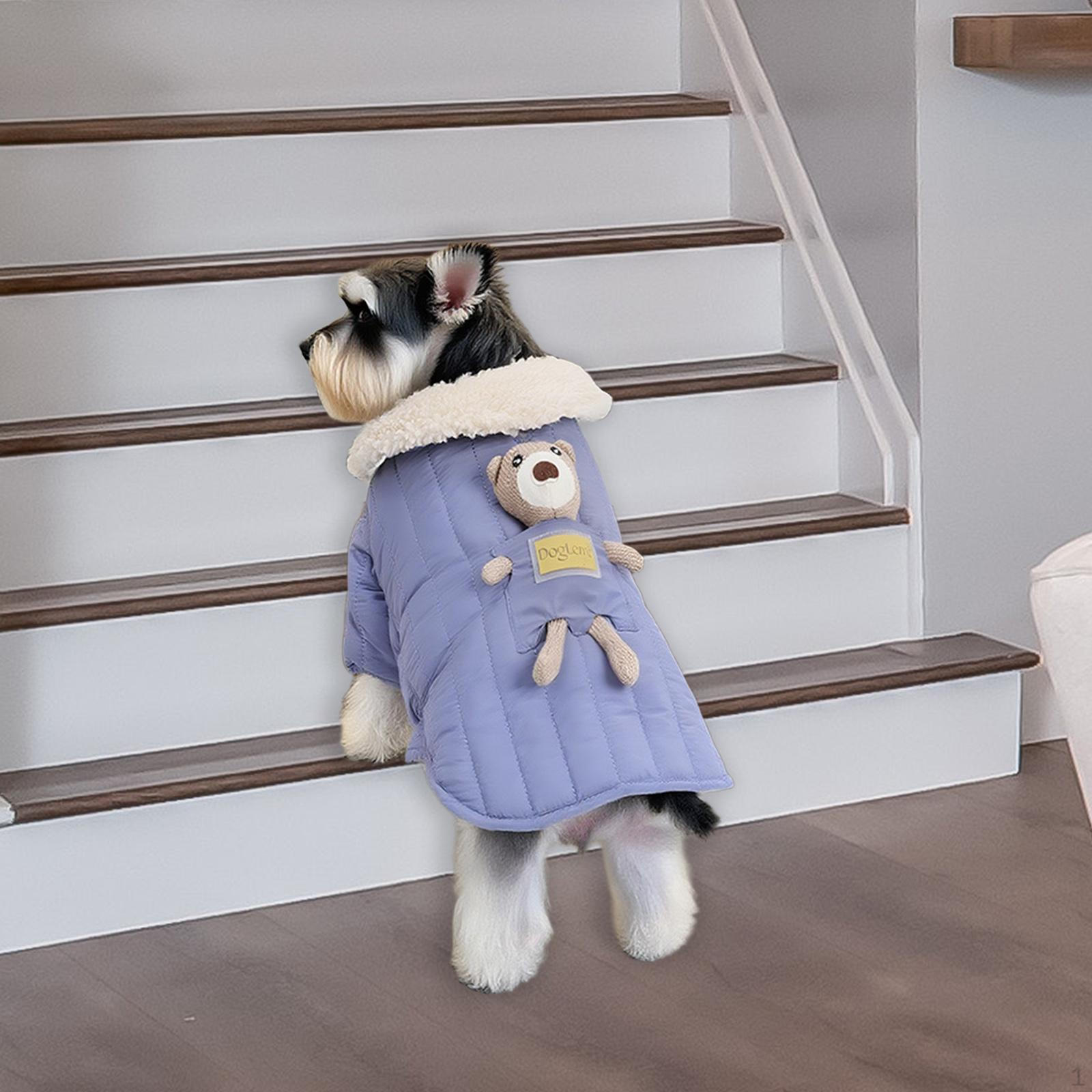 

Зимнее пальто для собак, для холодной погоды, для улицы, съемное украшение в виде медведя, для маленьких и средних собак, осенняя одежда для питомцев Blue M