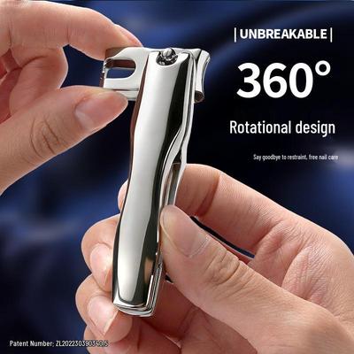 360° Rotatable Stainless Steel Nail Clipper with Mirror Finish