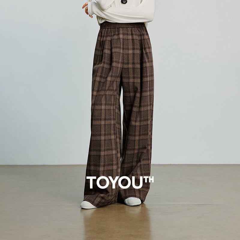 

Chuyu Women s Brushed Plaid Wide-Leg Pants M