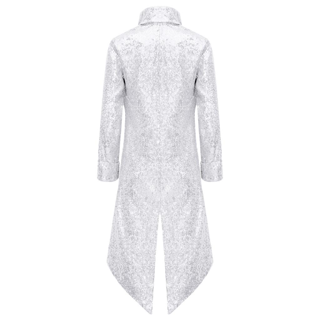 Casaco Cauda Gótico Steampunk para Meninos Casaco Longo Vintage Casaco Frac Vitoriano Jaqueta Lantejoula Fantasia de Halloween