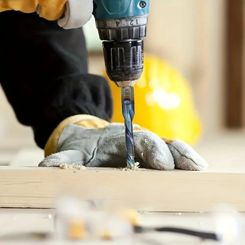 12pcs High-speed Steel Hexagonal Shank Tap Set - Multi Size M3-M10 Spiral Groove Tap Drill Bit for Precise Drilling and Tapping