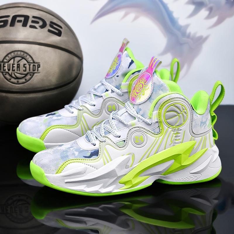 New High-top Primary and Secondary School Students Basketball Shoes Men's Sports Trendy Shoes Actual Combat Young Students Mesh Sports Shoes Men