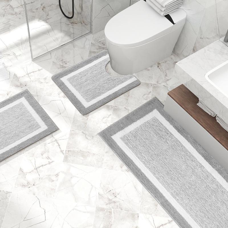 Black and White Minimalist Anti-slip Bathroom Foot Mat