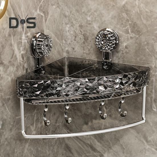 Suction Cup Corner Wall Shelf Storage Rack Strong Load-bearing Large Capacity Easy To Install Heavy-Duty Shower Organizer Shelf