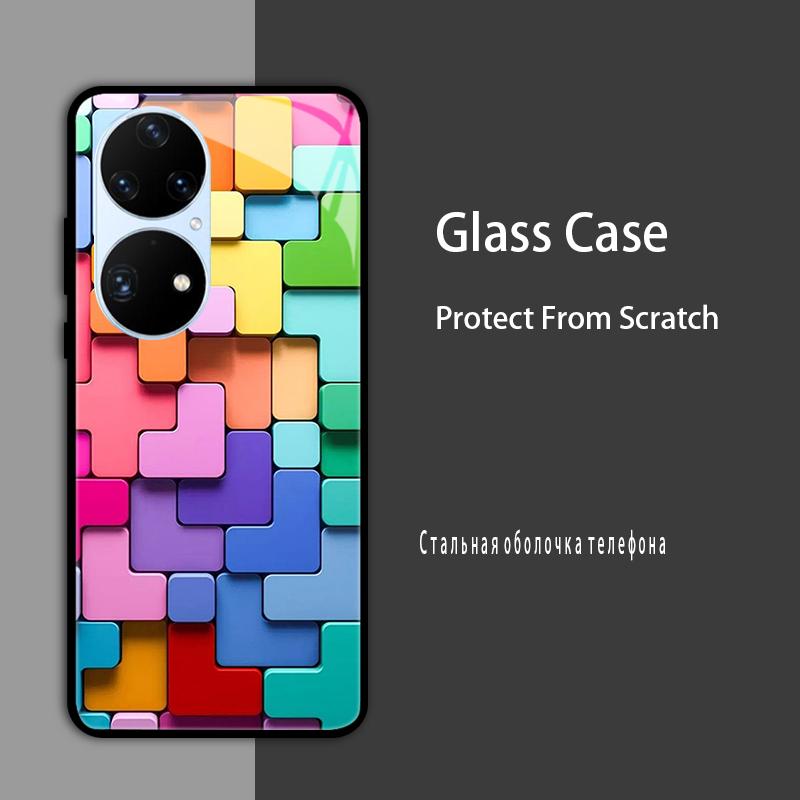 For Huawei P50 Pro Case P50E P 50 Luxury Tempered Glass Phone Case For Huawei P50 E Back Cover Fashion Protective Coque P50Pro