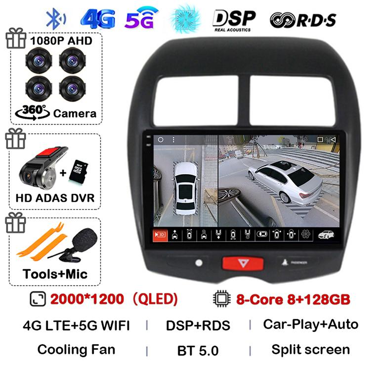 Android 14 Auto Car Radio Carplay For Mitsubishi ASX 1 2010 - 2017 Multimedia Video Player Navigation GPS 2 Din DVD Head Unit 4G