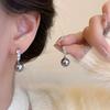 Autumn and Winter Pearl Flash Diamond Silver Needle Earrings Women's French High-end Sense Light Luxury Short Earrings Niche Design Fashion Earrings