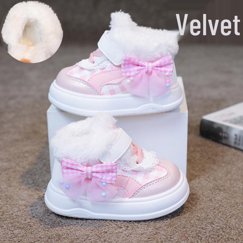 Girls' Warm Cotton Sports Shoes: Cozy Fleece Infant and Toddler Flats